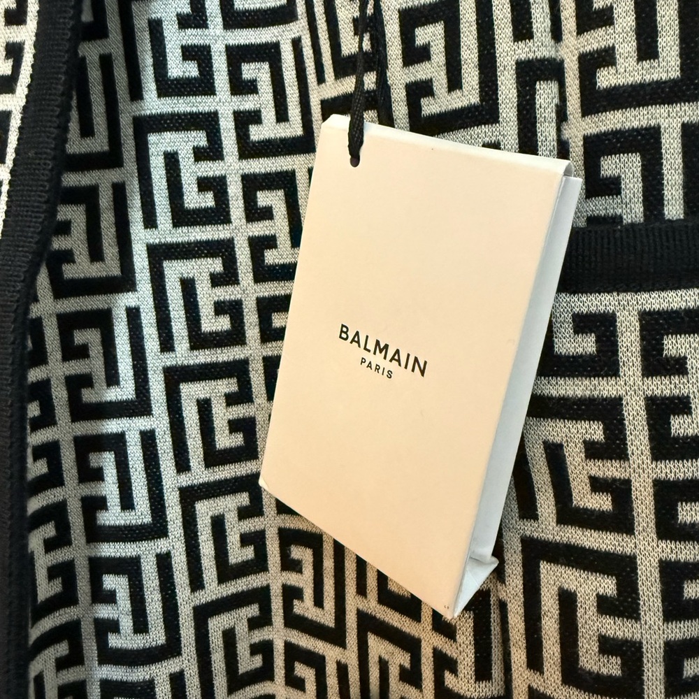 Balmain Black & White Geometric Double-Breasted Blazer - Picture 7 of 8